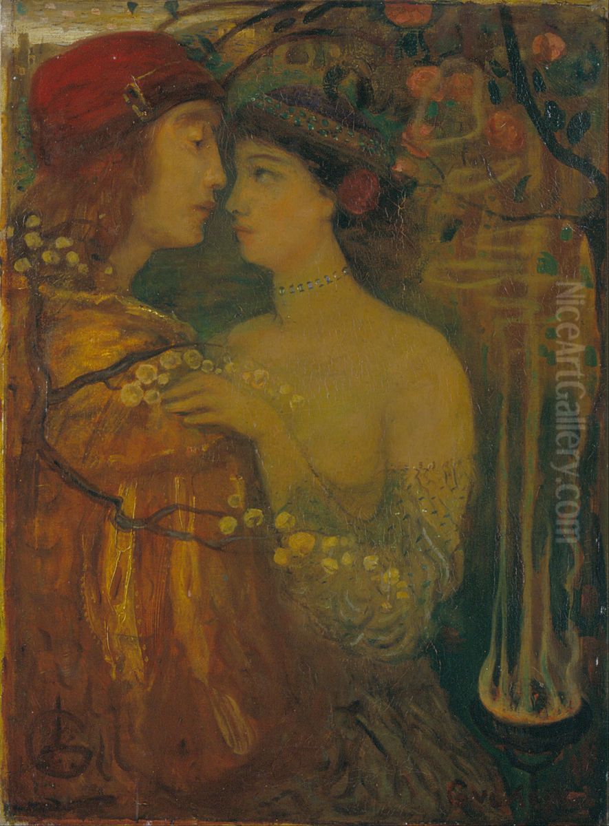 The garden of the magician Oil Painting by Lajos Gulacsy