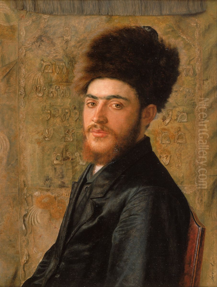 Man With Fur Hat Oil Painting by Isidor Kaufmann