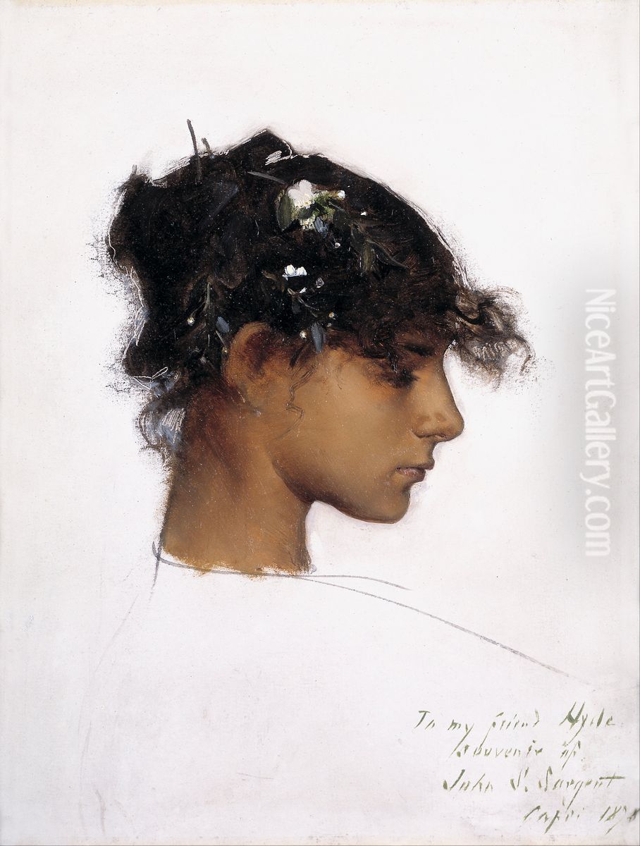 Rosina Ferrara, Head of a Capri Girl Oil Painting by John Singer Sargent