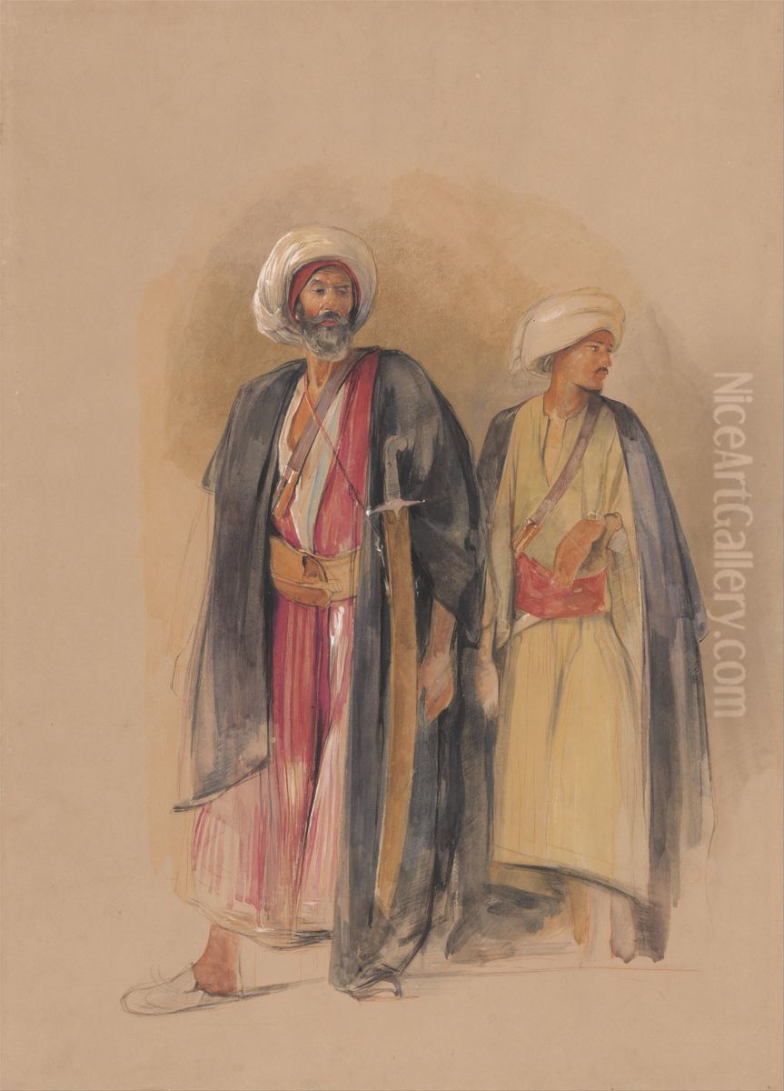 Sheik Hussein of Gebel Tor and His Son Oil Painting by John Frederick Lewis
