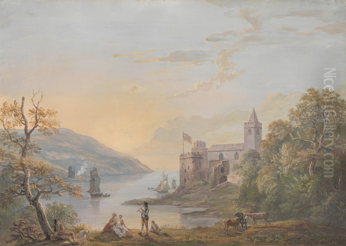 Dartmouth Castle Oil Painting by Paul Sandby