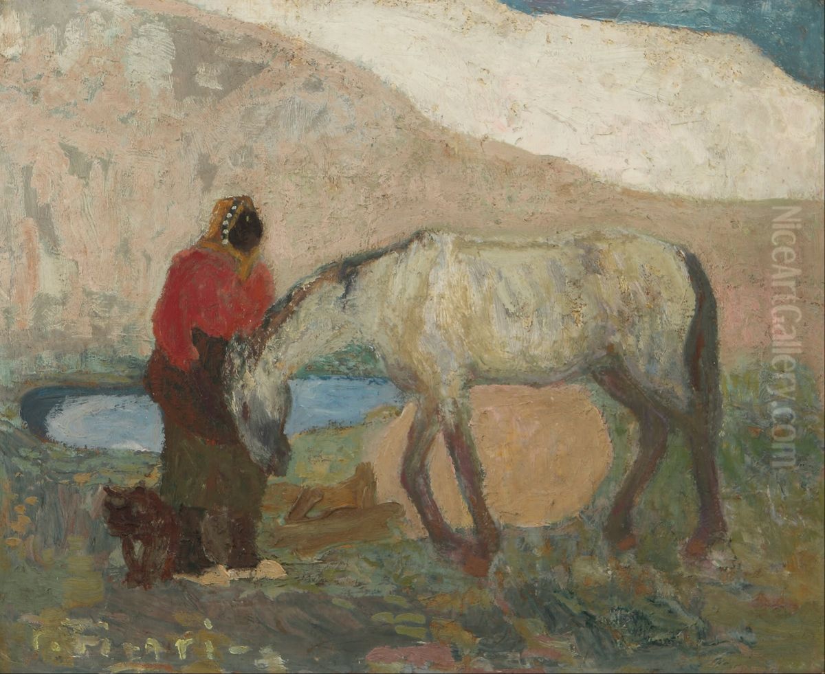 Lavanderas en los medanos o Los amigos Oil Painting by Pedro Figari