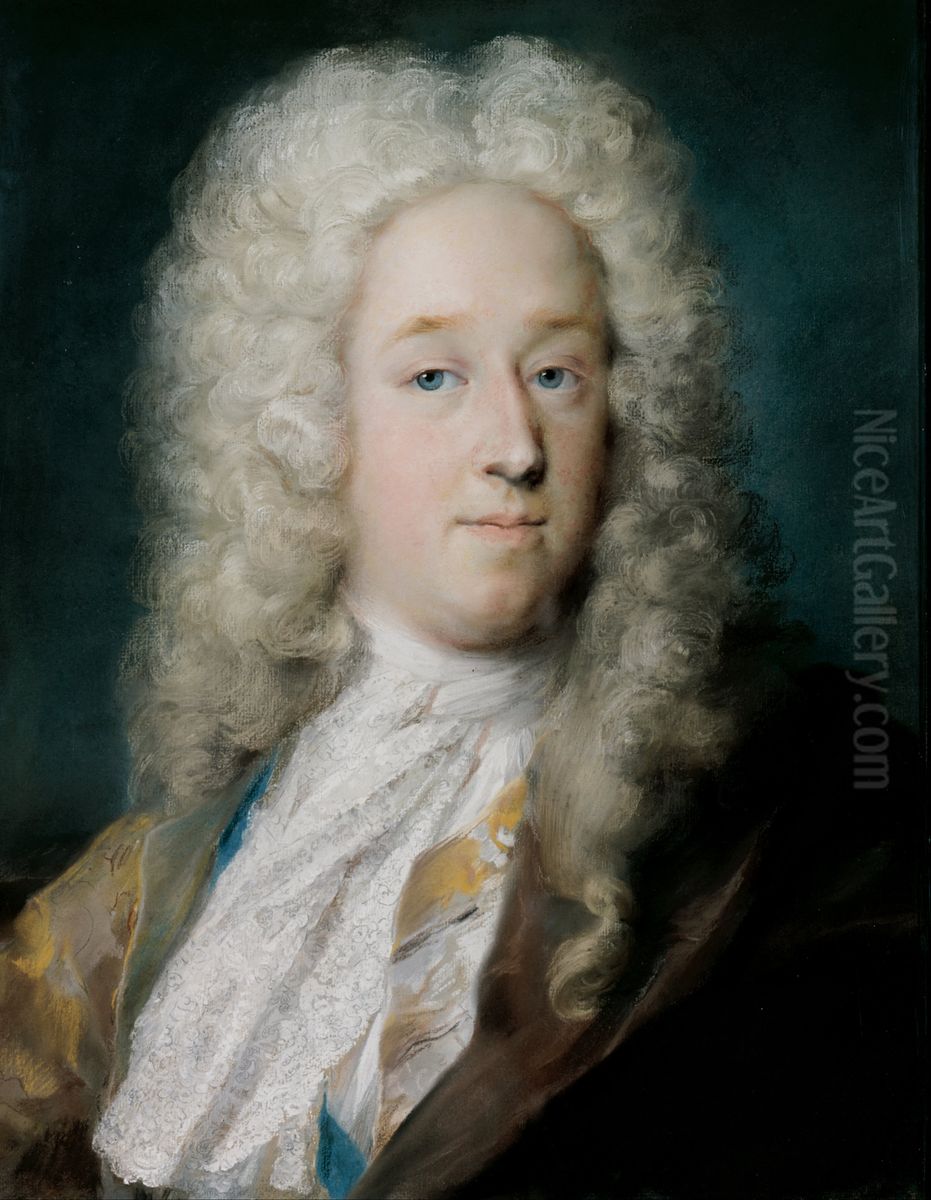 A Gentleman in a Gold Patterned Coat and Violet-Brown Cape Oil Painting by Rosalba Carriera