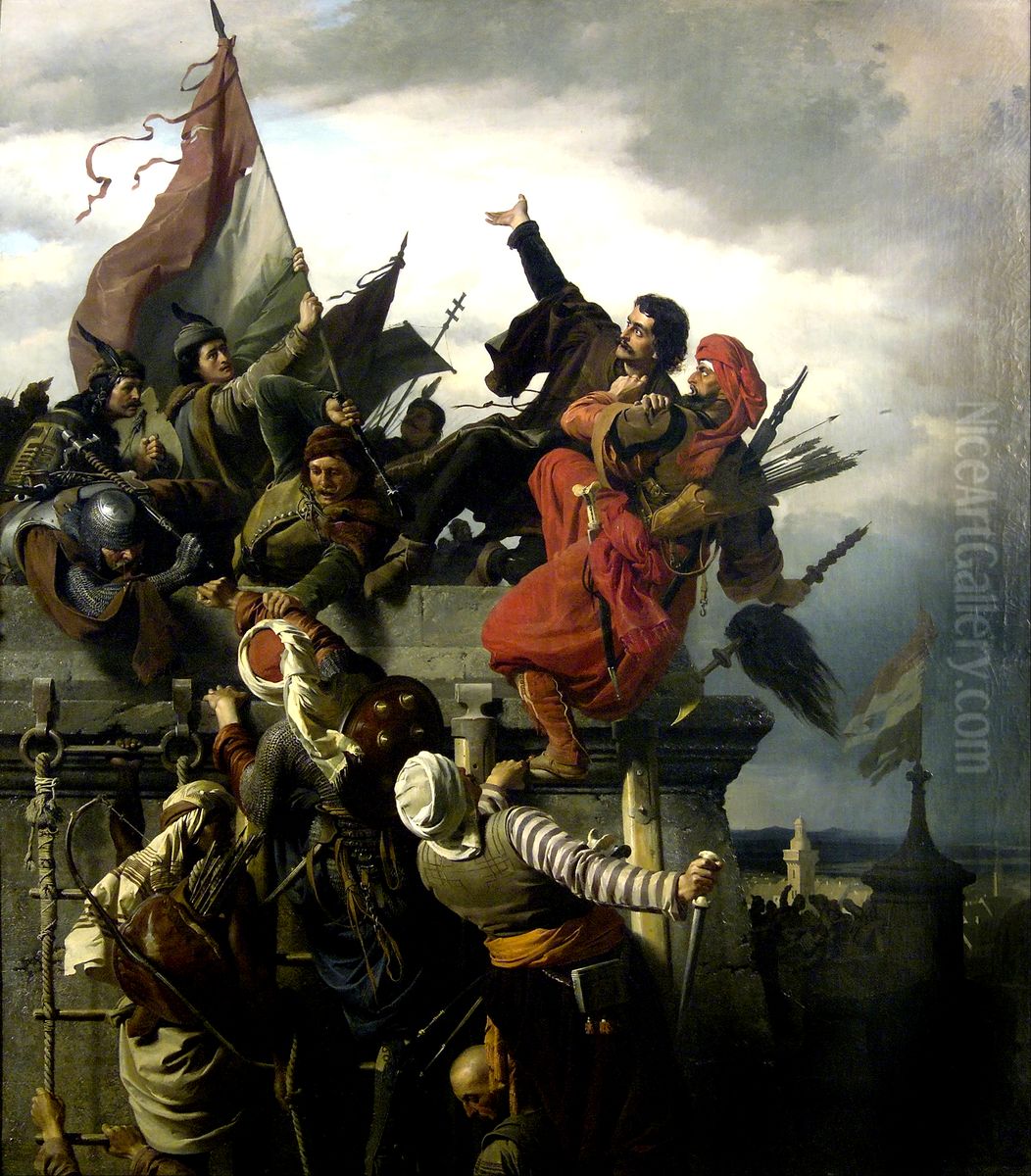 The Self- Sacrifice of Titusz Dugovics Oil Painting by Alexander von Wagner