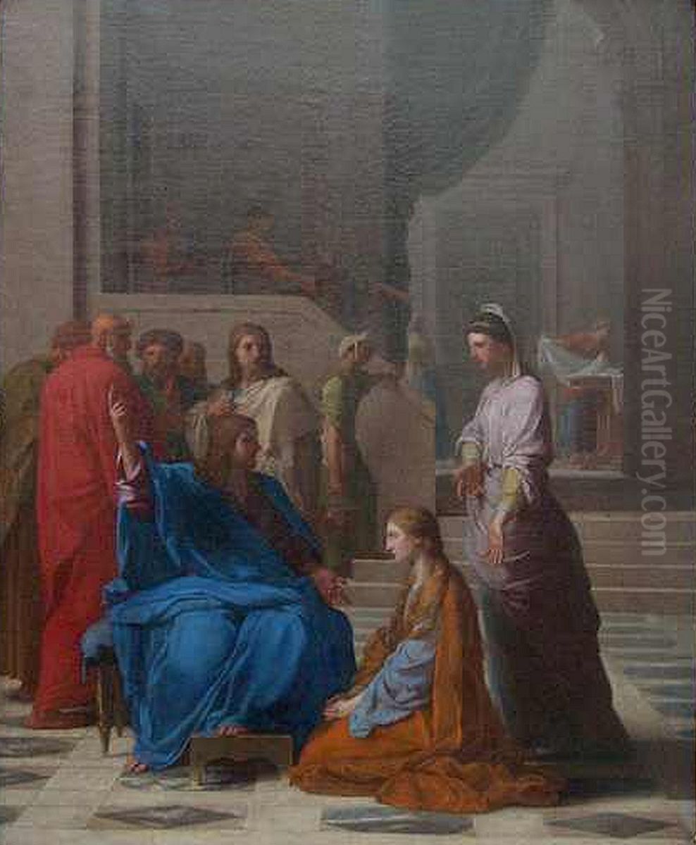 Christ in the House of Mary and Martha Oil Painting by Eustache Le Sueur
