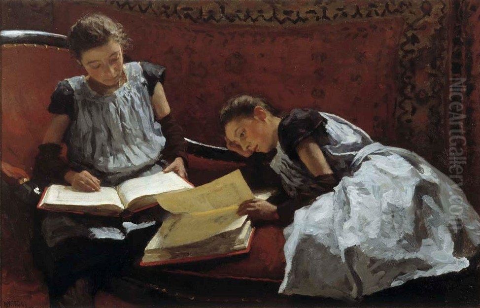 The Arntzenius Sisters Oil Painting by Willem Bastiaan Tholen