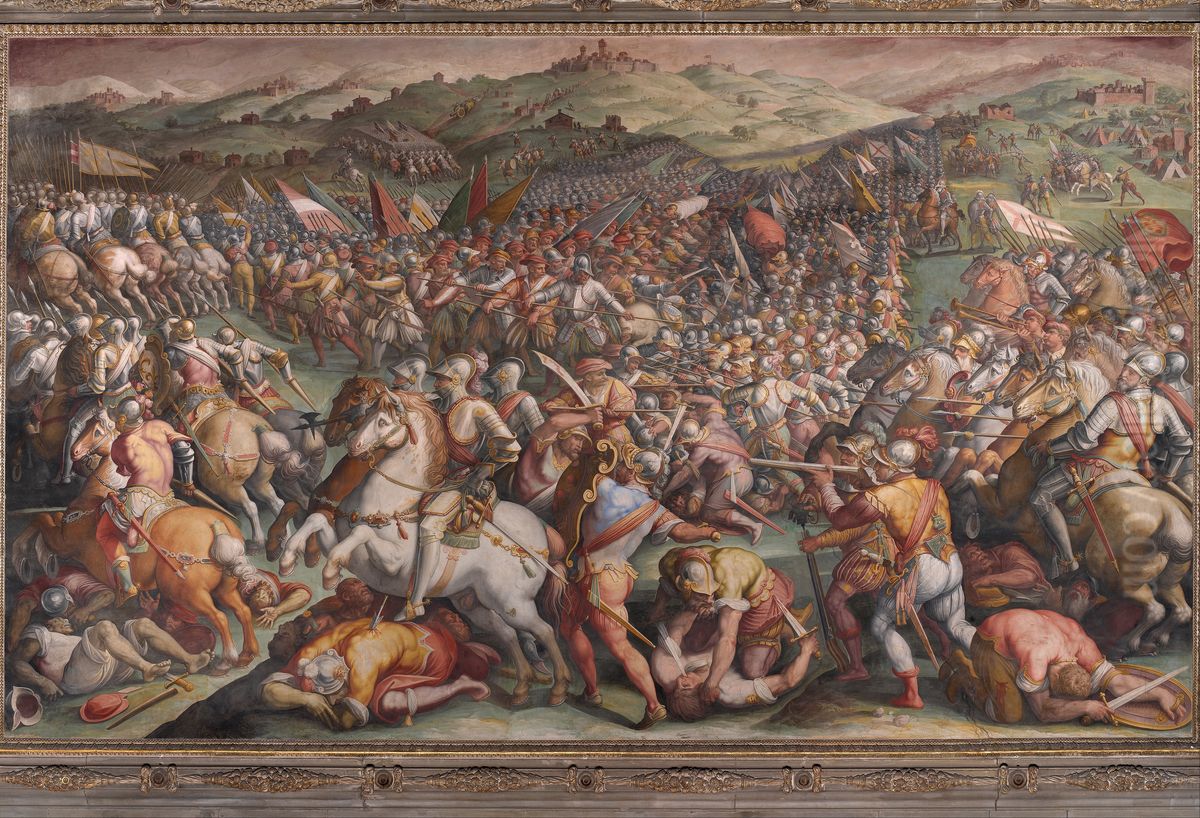The battle of Marciano in Val di Chiana Oil Painting by Giorgio Vasari