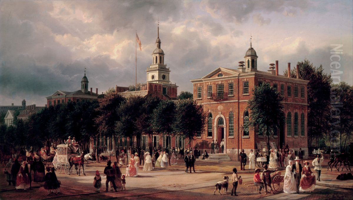 Independence Hall in Philadelphia Oil Painting by Ferdinand Richardt