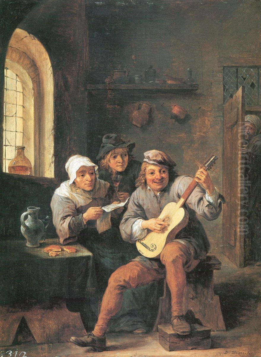 The Lute Player Oil Painting by David Teniers the Younger