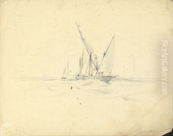 [Barque Genoa?] Oil Painting by Charles Heaphy