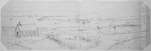 Chapel and house of the Wesleyan Missionary (Revd. Mr Smales) Aotea Oil Painting by Charles Heaphy