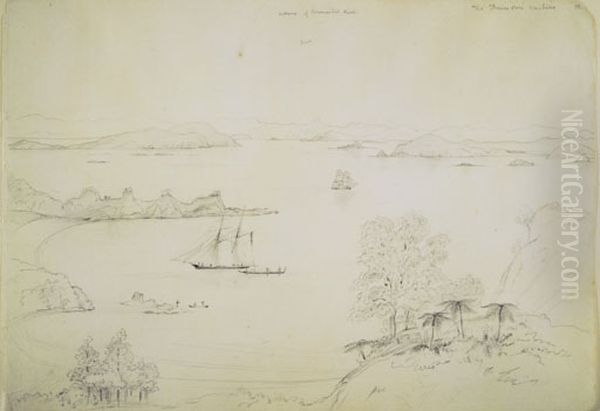 The Thames from Waihike [Waiheke] Oil Painting by Charles Heaphy