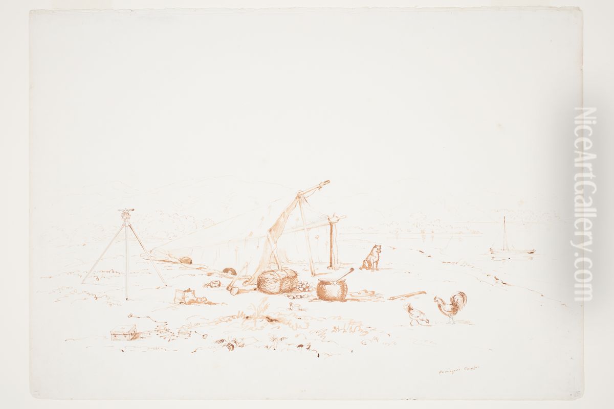 Surveyor's Camp Oil Painting by Charles Heaphy