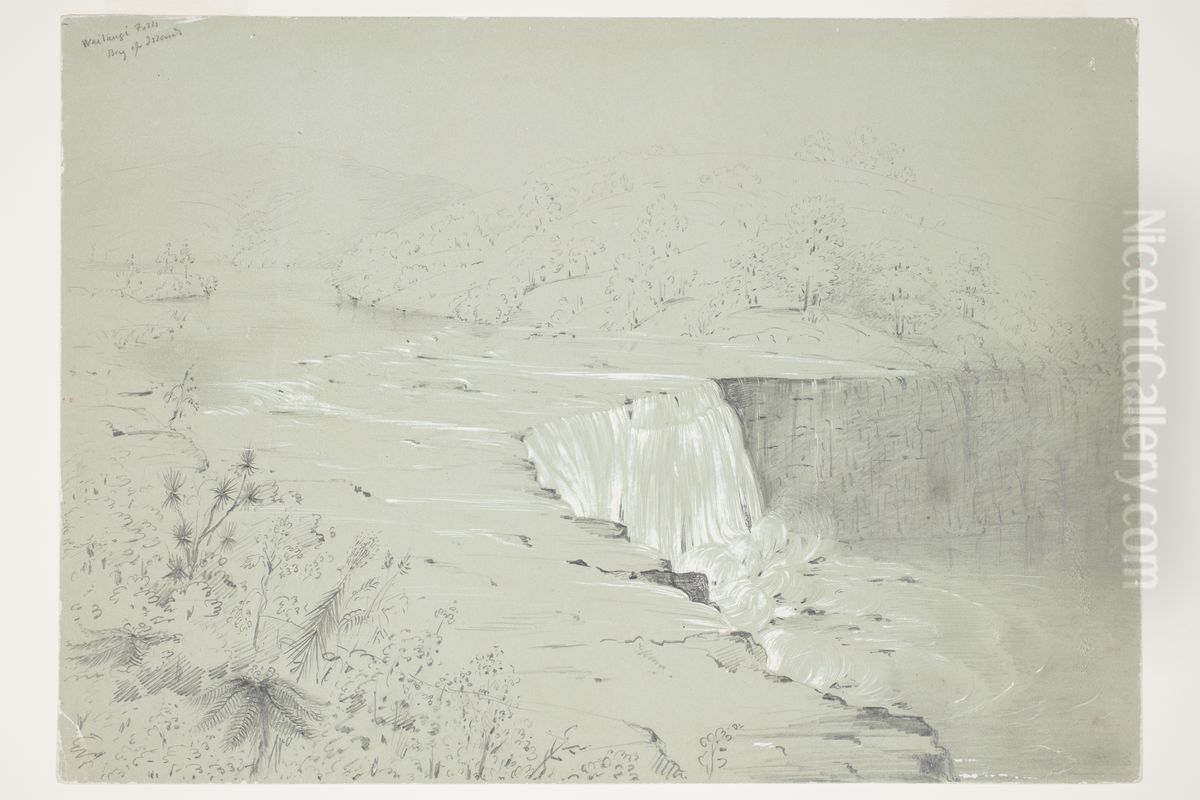 Waitangi Falls, Bay of Islands Oil Painting by Charles Heaphy