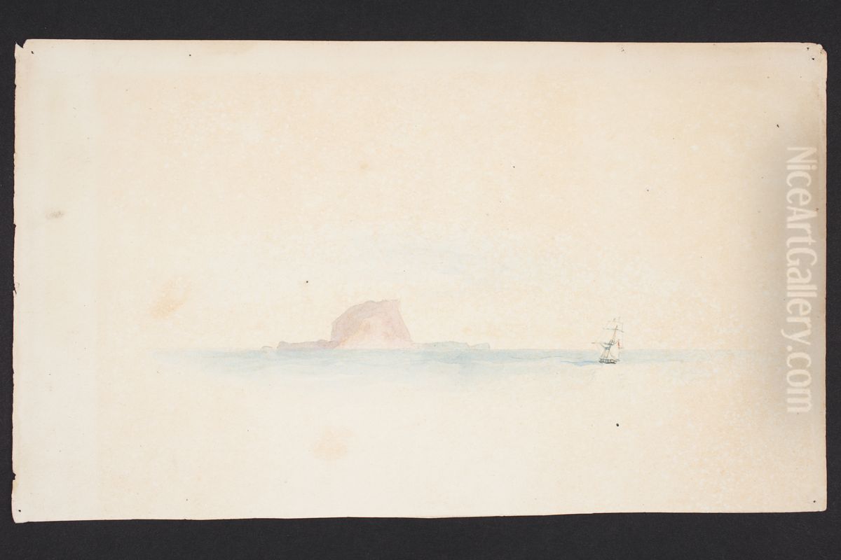 Untitled. (Island with ship) Oil Painting by Charles Heaphy