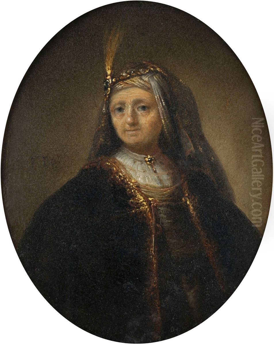 Portrait of a lady with egret. Oil Painting by Jan Adriaensz van Staveren