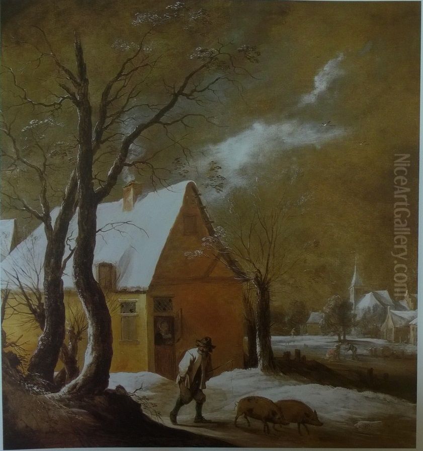 Winter Landscape Oil Painting by David Teniers the Younger