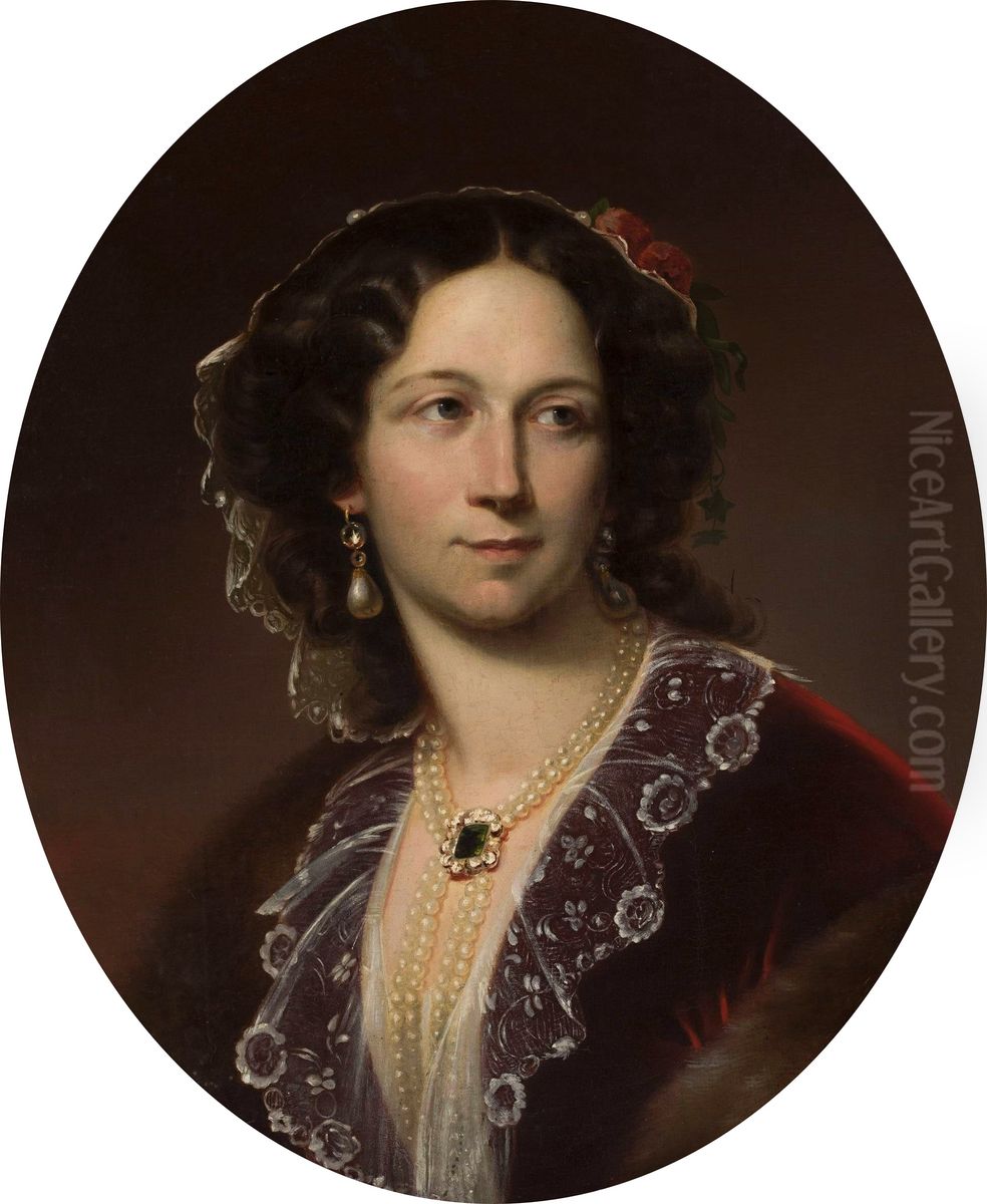 Portrait of Aleksandra Potocka nee Potocka (1818-1892) Oil Painting by Karl von Blaas