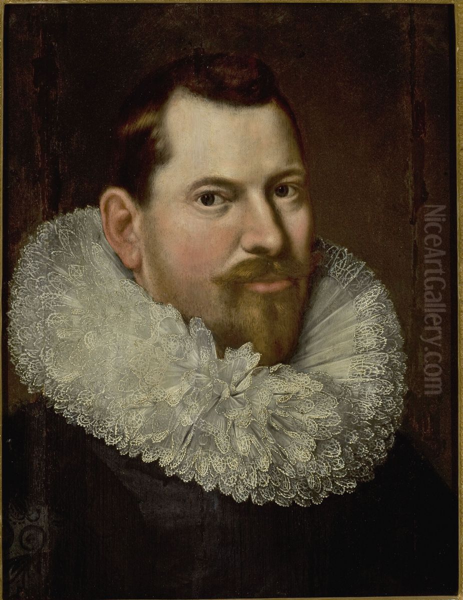 Portrait of a man in a white frill Oil Painting by Michiel Jansz. van Mierevelt