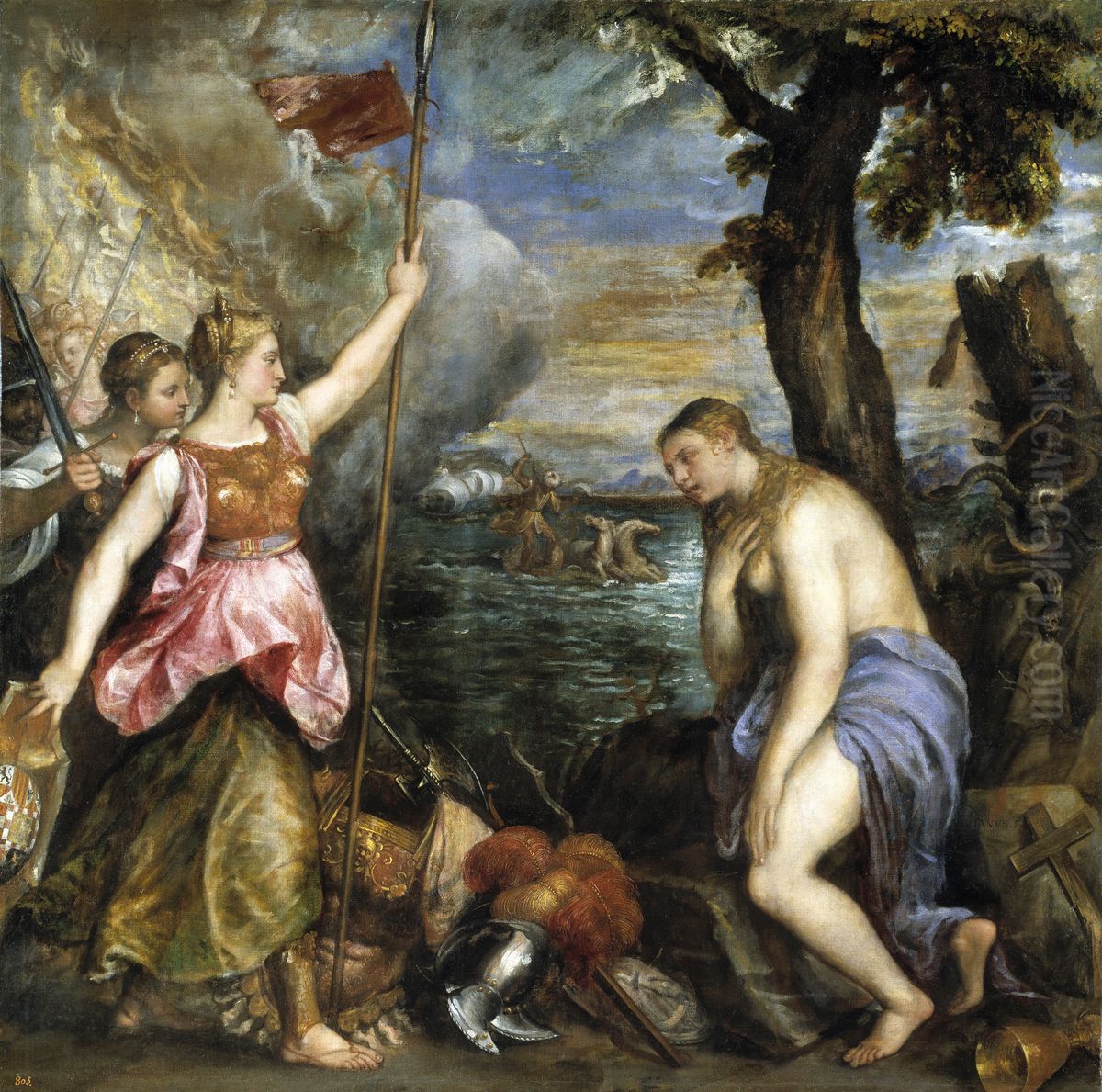 Religion saved by Spain Oil Painting by Titian