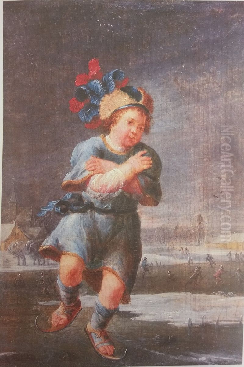The Ice Skater Oil Painting by David Teniers the Younger