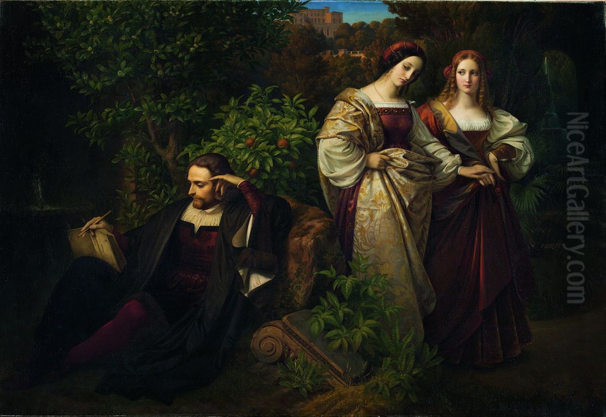 Torquato Tasso and the Two Leonores Oil Painting by Karl Ferdinand Sohn