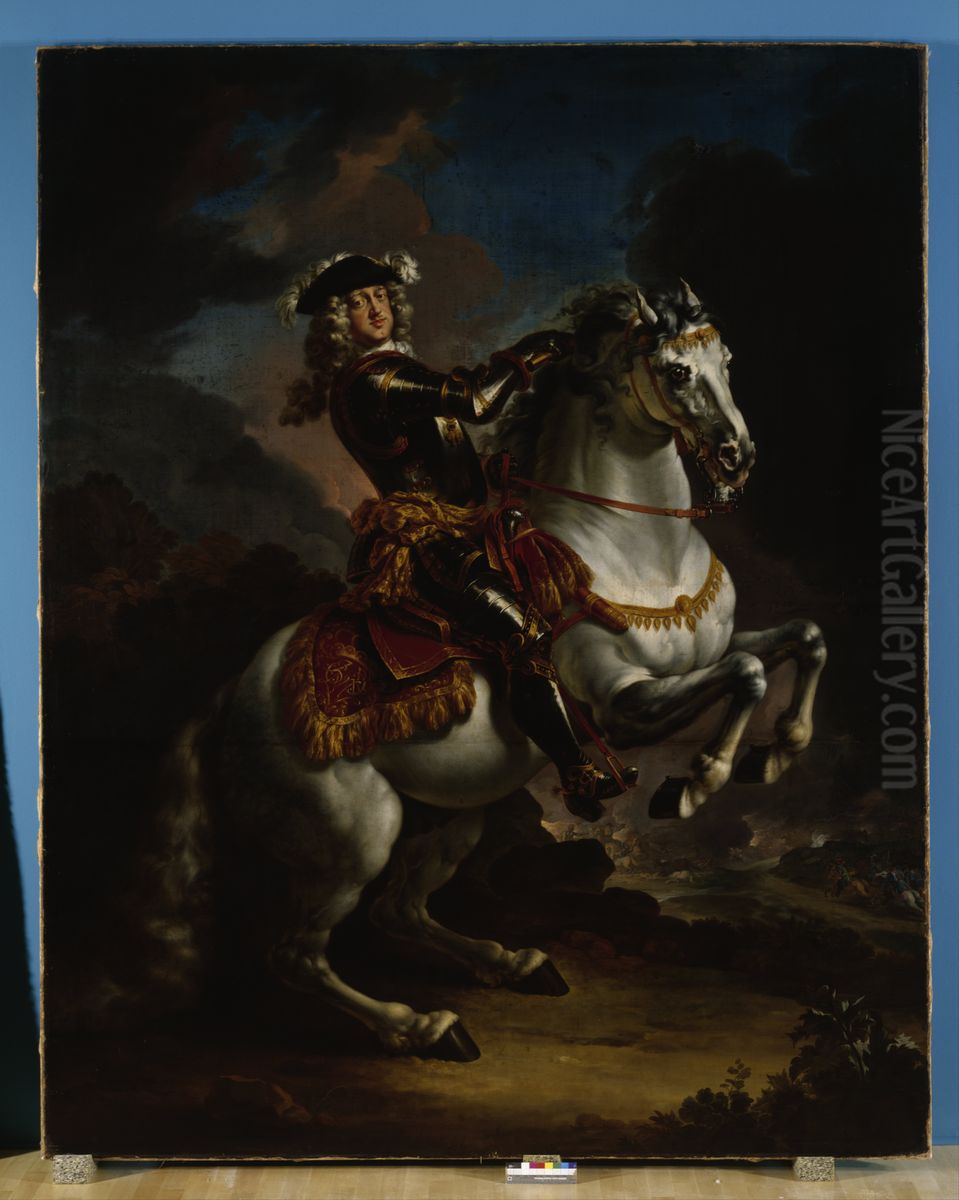 Elector Johann Wilhelm von Pfalz-Neuburg on Horseback Oil Painting by Jan Frans van Douven