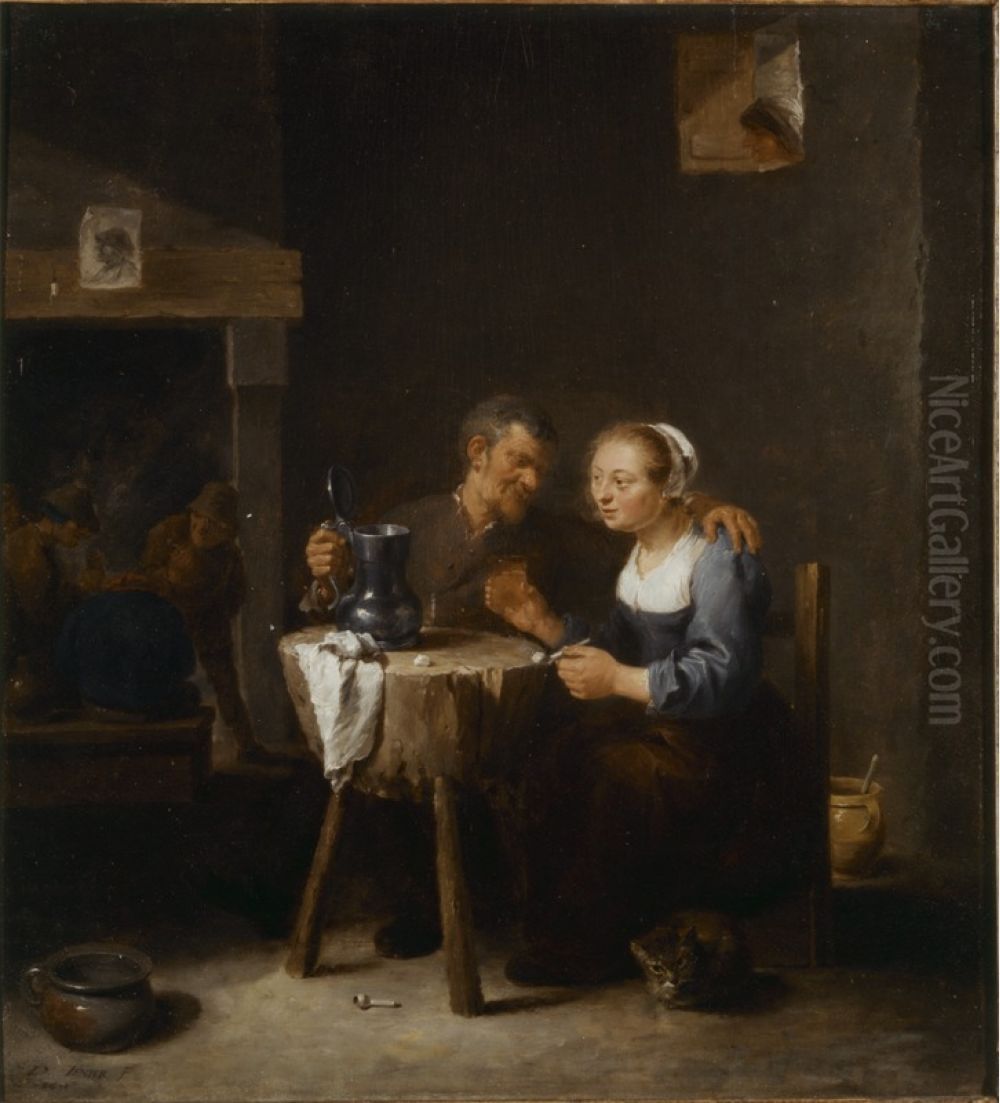 Old Man and Young Woman Oil Painting by David Teniers the Younger