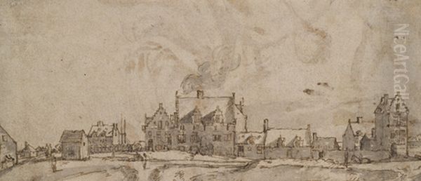 Urban scene Oil Painting by Jan Van Der Heyden