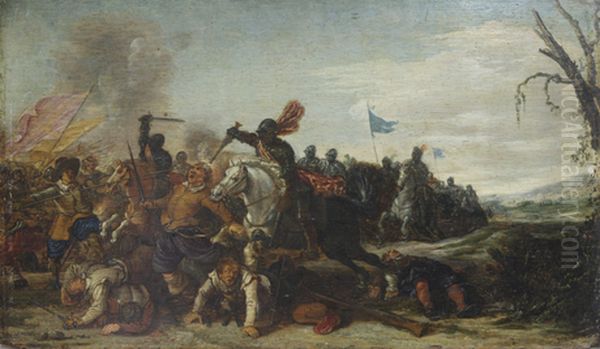 Battle Oil Painting by Esaias Van De Velde