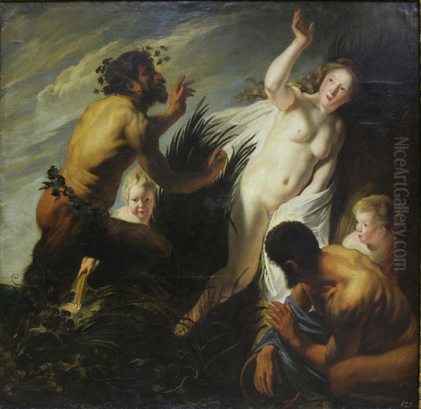 Pan   and  Syrinx Oil Painting by Jacob Jordaens