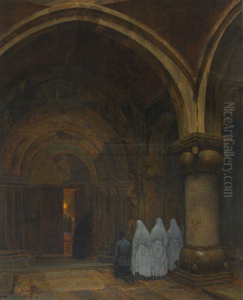 Sanahin monastery courtyard Oil Painting by Panos Terlemezyan