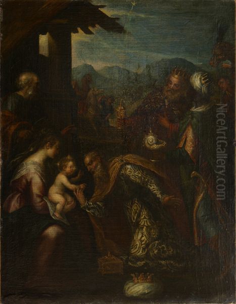 Adoration of the Magi Oil Painting by Paolo Farinati