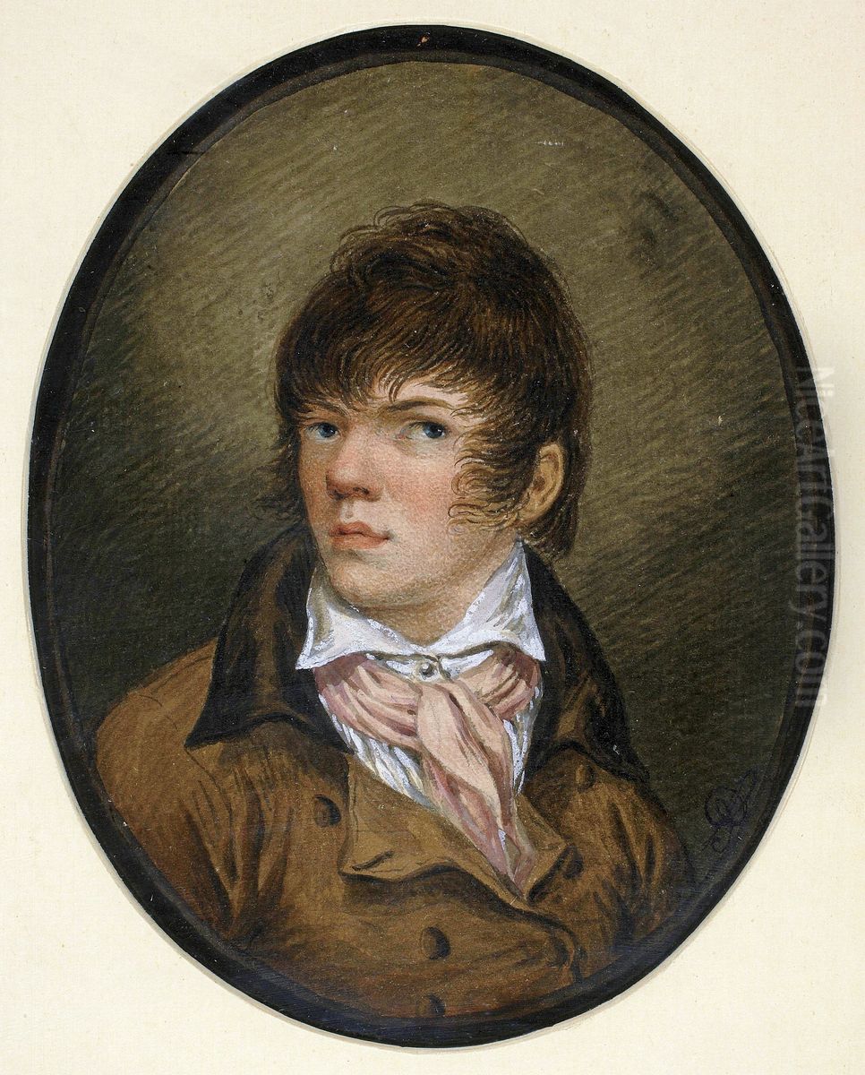 Self-portrait at a young age. Oil Painting by Aleksander Orlowski