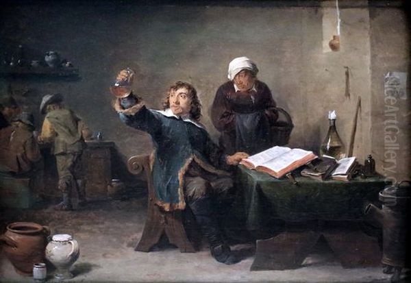 Village Doctor looking at a Urine Sample Oil Painting by David Teniers the Younger