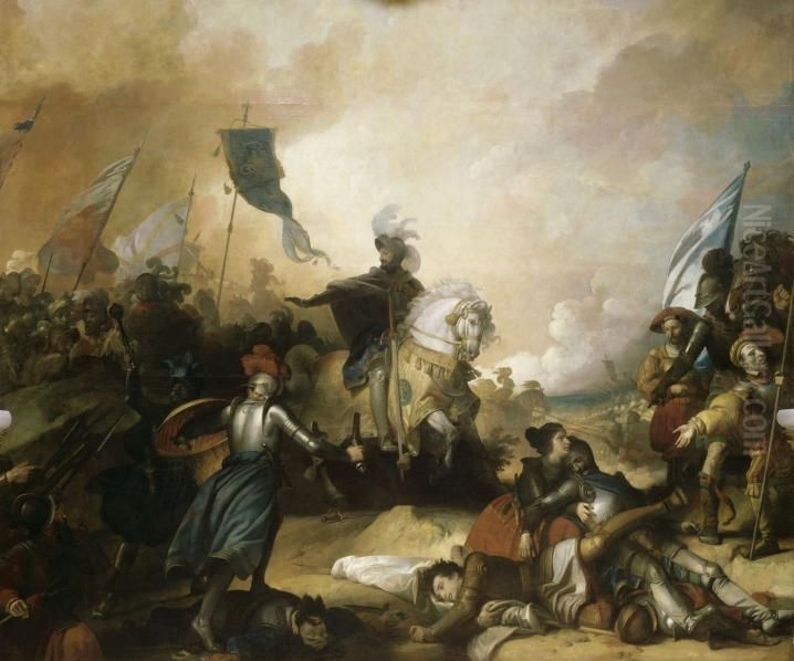 Battle of Marignan, September 14, 1515 Oil Painting by Alexandre-Evariste Fragonard