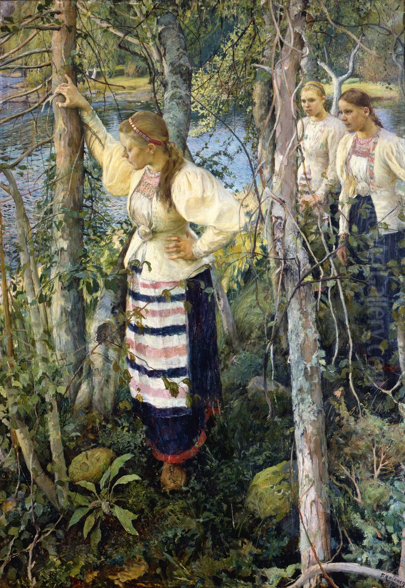 Maidens at the Headlands Oil Painting by Pekka Halonen