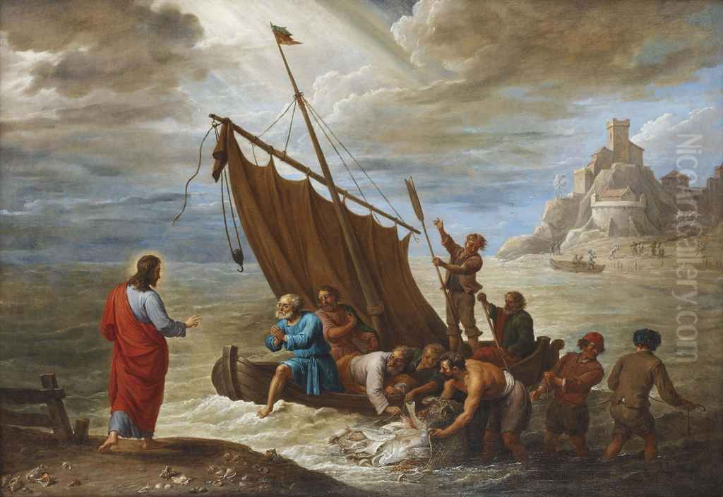 De wonderbaarlijke visvangst Oil Painting by David Teniers the Younger