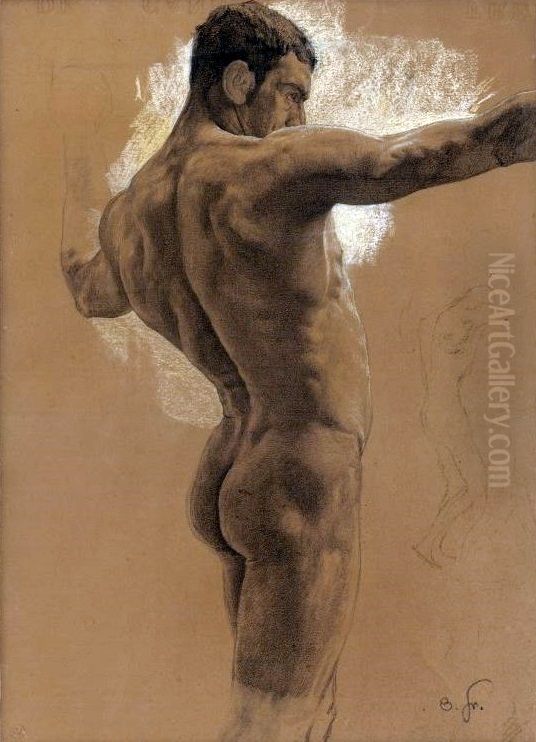 Male nude. Oil Painting by Otto Greiner