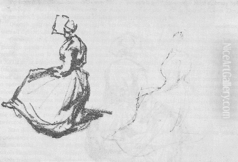 Breton women. Oil Painting by Eugene Louis Boudin