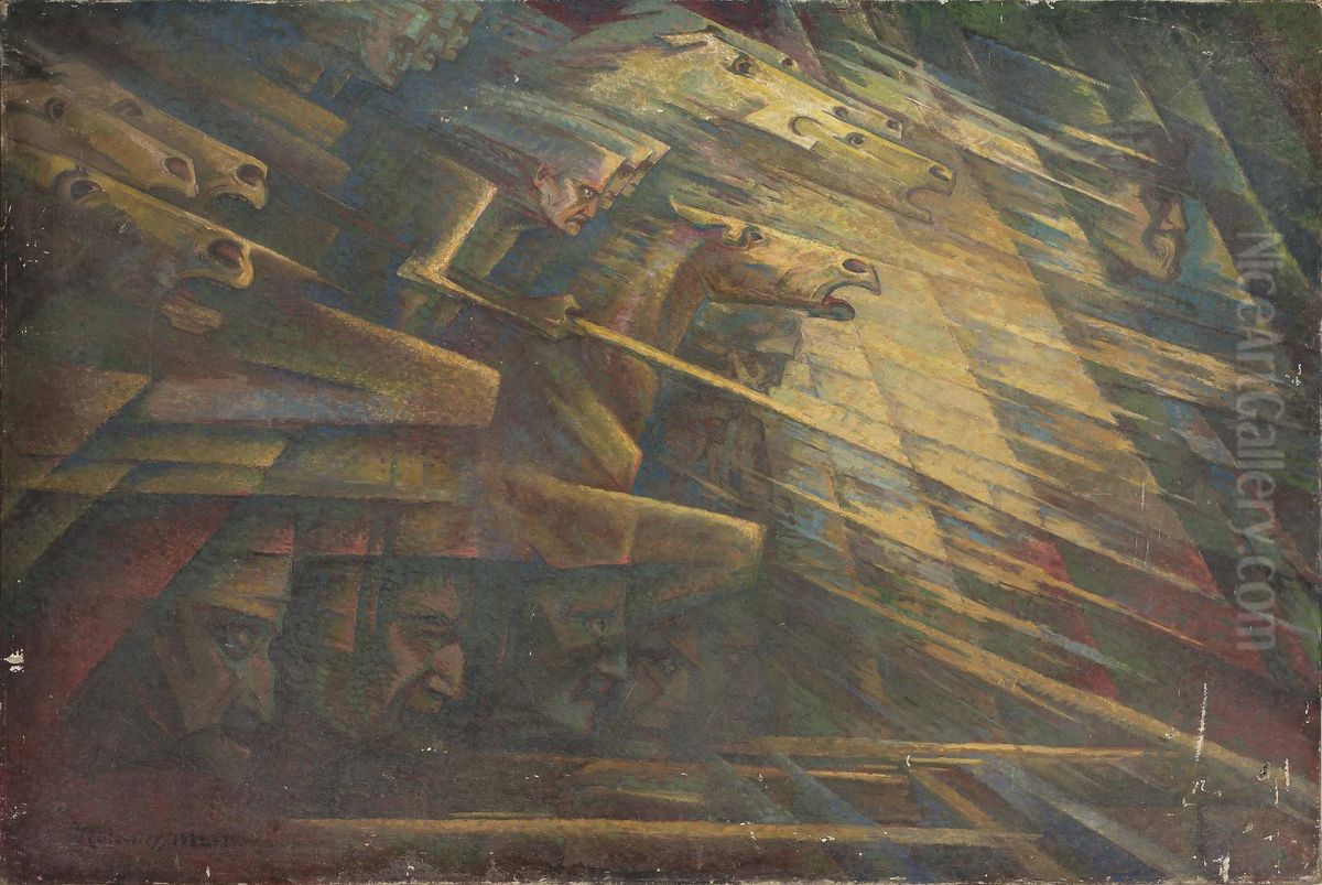Charge Oil Painting by Jerzy Hulewicz