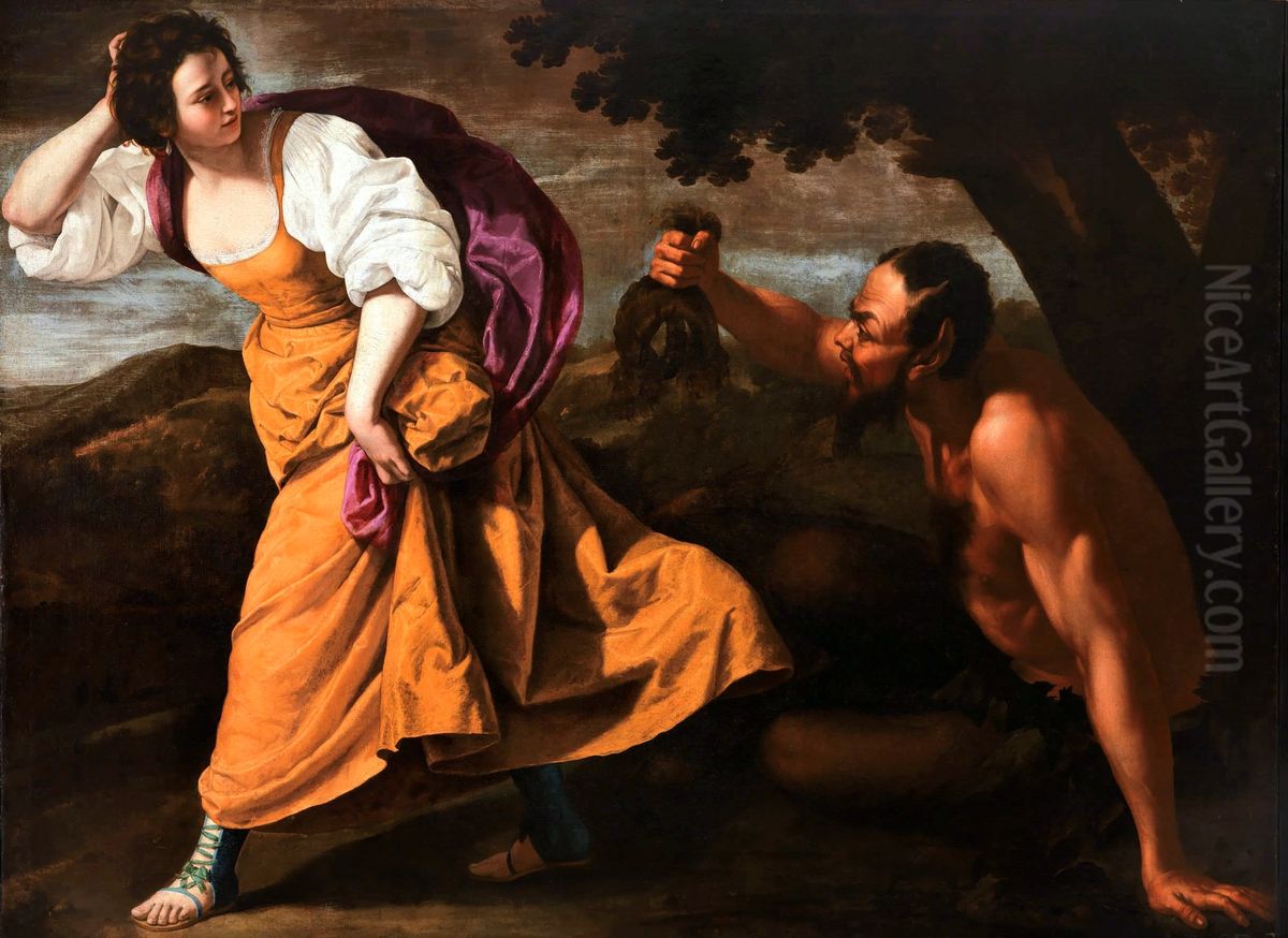 Corisca and the Satyr Oil Painting by Artemisia Gentileschi
