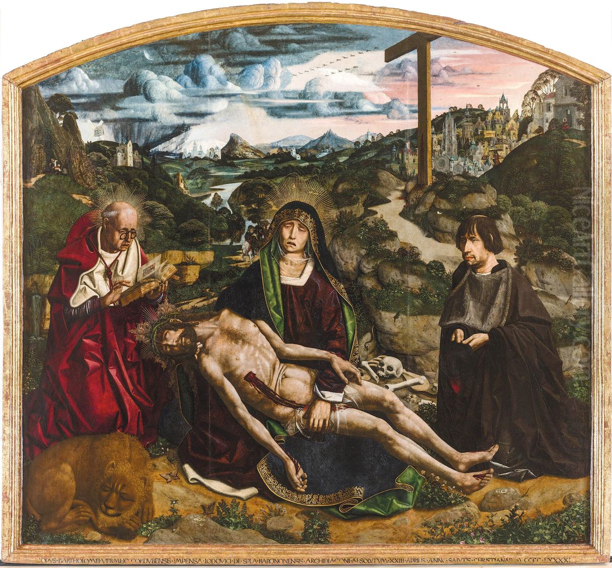 Taula Pietat Despla de Bartolome Bermejo.
Despres de la restauracio de 2018. Oil Painting by Bartolome Bermejo