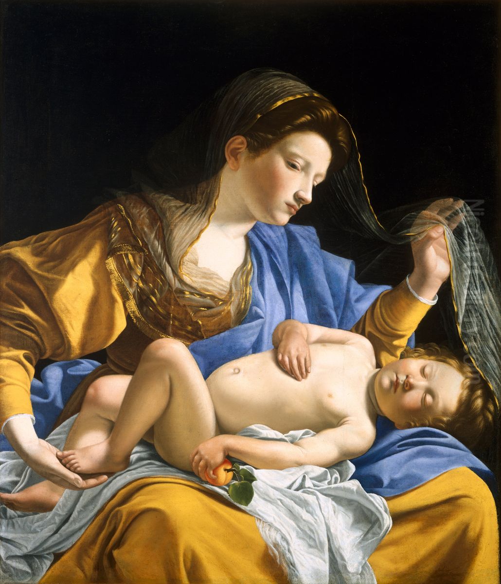 The Virgin with the Sleeping Christ Child Oil Painting by Orazio Gentileschi