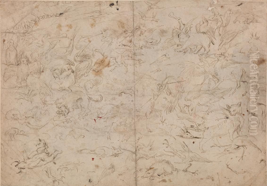 Battle of the Birds and Mammals Oil Painting by Hieronymous Bosch