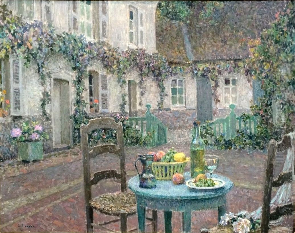 The blue table Oil Painting by Henri Le Sidaner