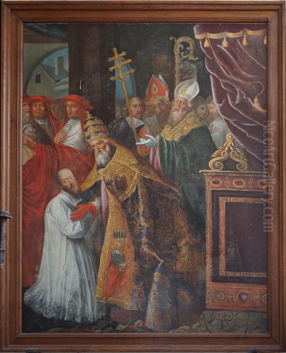 Saint-Francois-de-Sales devant le pape Clement VIII Oil Painting by unknown