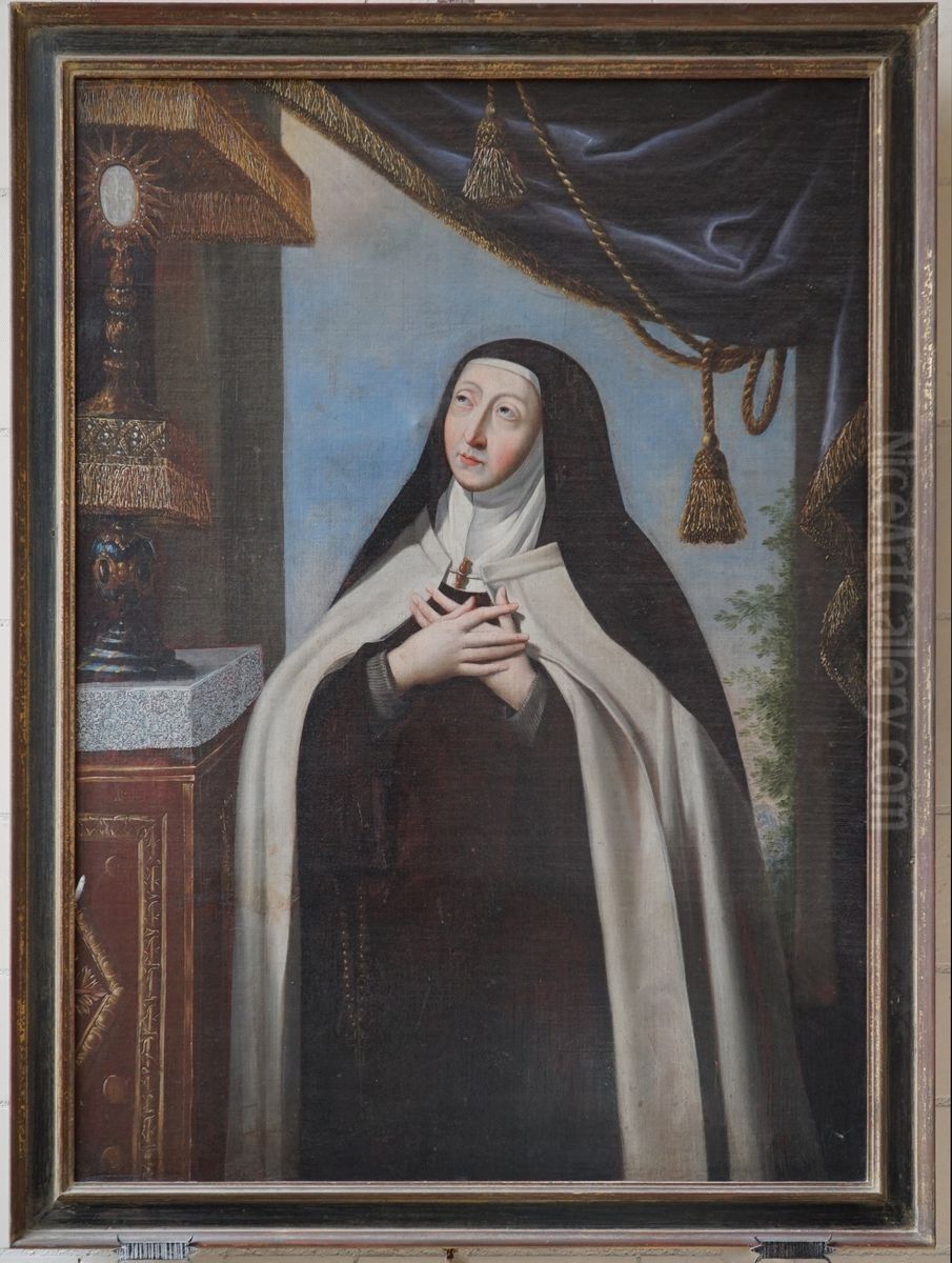 sainte Therese en adoration devant le Saint-Sacrement Oil Painting by unknown
