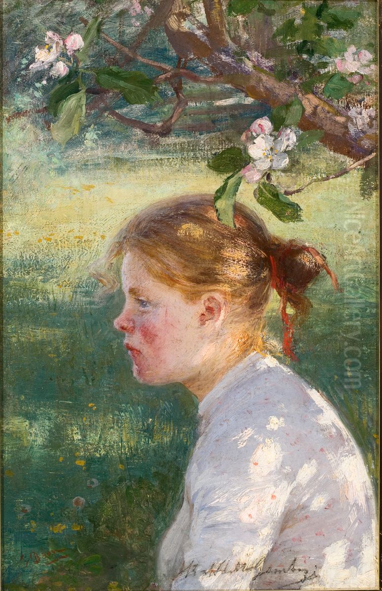 Under appeltradet Oil Painting by Elin Danielson-Gambogi