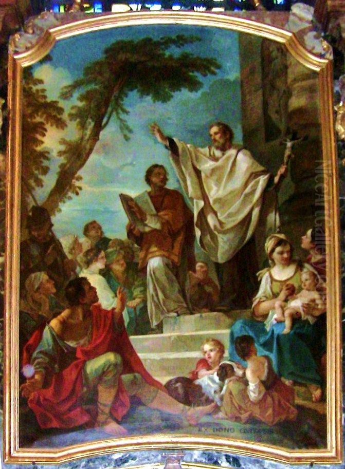 La Predication de St Ferreol et de St Ferjeux Oil Painting by Charles-Joseph Natoire